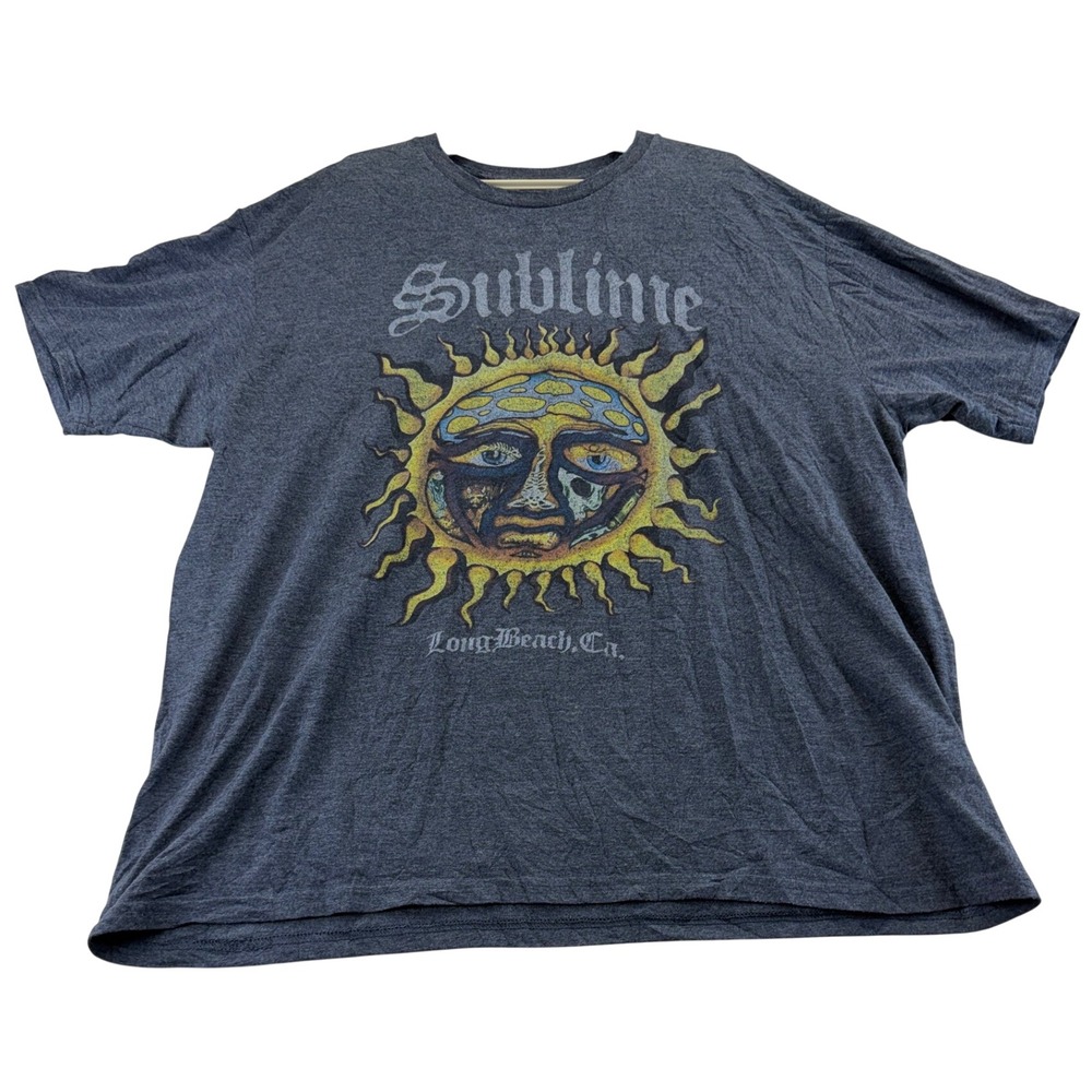 Sublime T-Shirt Mens 2XL Grey Sun Graphic Long Beach Ca Short Sleeve Band Tee